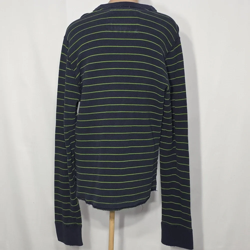 Abercrombie & Fitch Sweater Mens 2XL Navy Green Striped‎ Muscle Pullover Preppy
